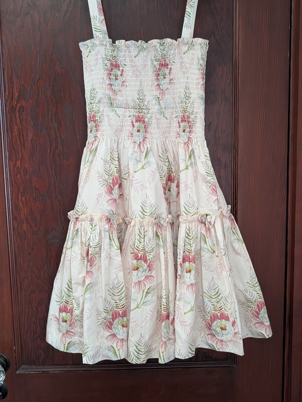 Hill House Mini Seraphina Nap Dress in Cream, Pink & Green